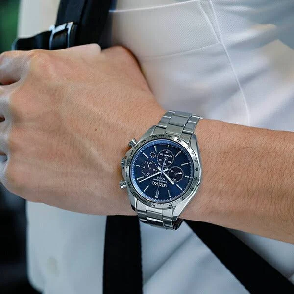 seiko selection solar chronograph blue ref. sbpy163