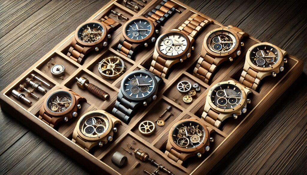 les différents mécanismes des montres en bois