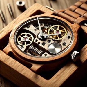 montre en bois mécanique à remontage manuel